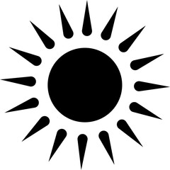 Sun icon, sunshine and solar glow sunrise or sunset. Decorative circle full and half sun and sunlight. Hot solar energy for tan. Vector sun light sign isolated on transparent background