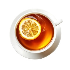 Top View of a Cup of Tea with a Lemon Slice