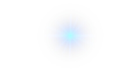 Futuristic blue light PNG with transparent highlights, glow, sun rays and bokeh sparks. Radiant star effect for modern abstract design, luxurious overlays or colorful visual effects