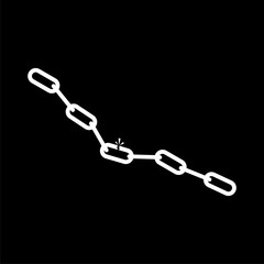 Broken chain icon isolated on black background