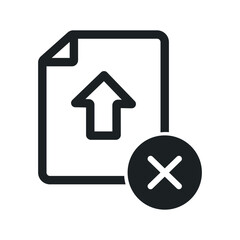 File submission reject icon, file upload fail icon vector in trendy style illustration isolated  on white background.