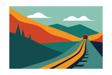 Scenic Train Journey Through Vibrant Mountain Landscape