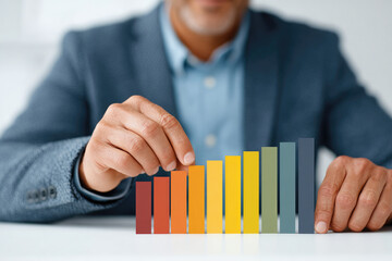 Analyzing business growth metrics office setting infographic content professional environment close-up view financial insights for strategic decision-making