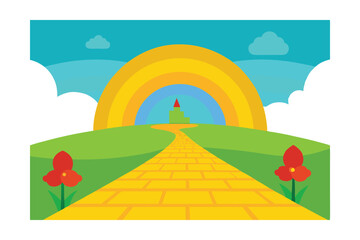 Yellow Brick Road to Emerald City A Whimsical Illustration