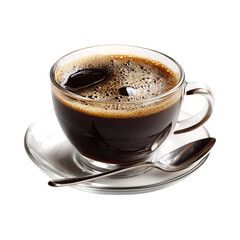 Obraz premium Aromatic Black Coffee in a Clear Glass Mug Perfect for Your Website or Project against transparent background