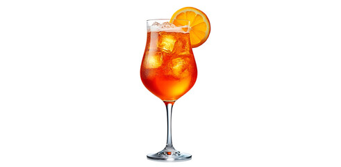 Refreshing Aperol Spritz Cocktail with Orange Slice on Transparent Background