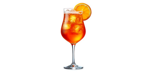 Refreshing Aperol Spritz Cocktail with Orange Slice on Transparent Background