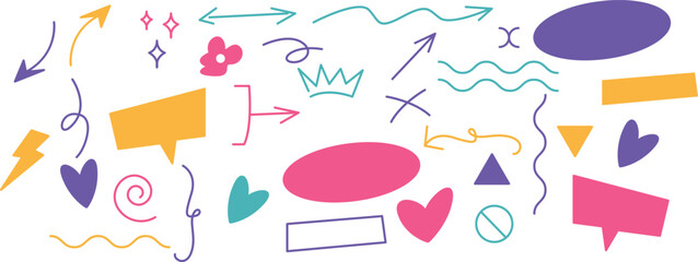 Hand drawn doodle vector set.