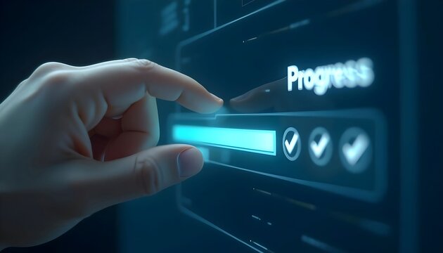 Progress bar completion online download upload digital dashboard concept