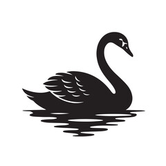 Elegant Swan Silhouette Floating on Water Vector Illustration Design