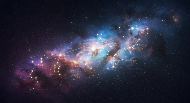 Celestial Tapestry: Orion Nebula and Surrounding Constellations