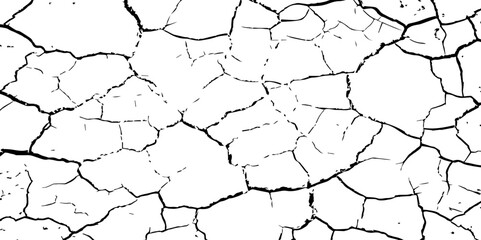 A high-contrast black and white texture of cracked earth or dry, parched ground. The image features irregular, jagged fissures and organic shapes, creating a fragmente.