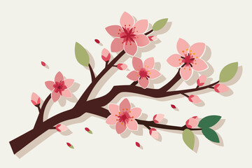 cherry blossom branch dotted shadow