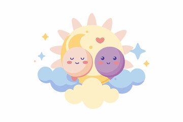 sun moon pastel dreamscape hug