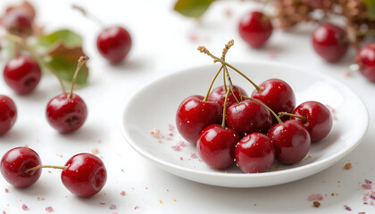 bowl, plate, cherries, red, fresh, healthy, close-up, food, fruit, organic, nature, 4K, and HD image