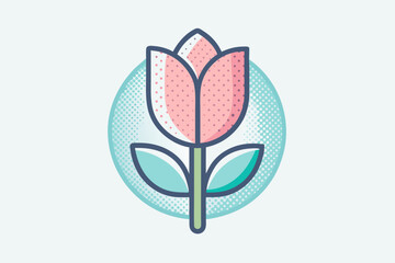single tulip icon dotted effect