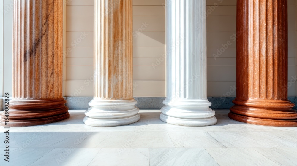 Aufkleber a striking display of four classical columns made from different materials, showcasing the elegance 