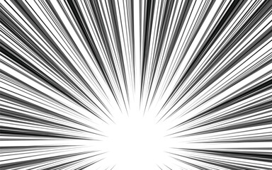Naklejka premium Abstract Background Black and white manga comic Pop art design, Radial speed lines.
