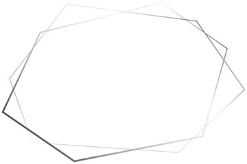Double Line Hexagon Frame with Silver Lines on Transparent Background