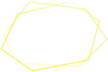 Double Line Hexagon Frame with Yellow Lines on Transparent Background