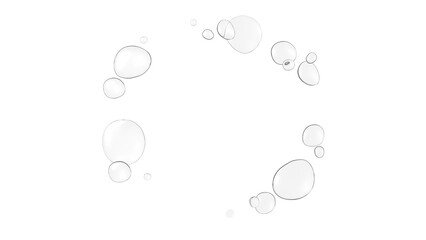 3D Illustration.Material of multiple water drops. Transparent background. (PNG)