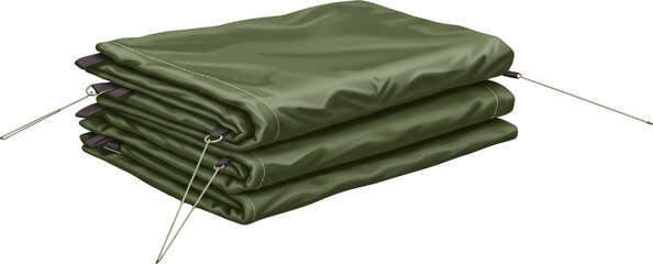 Folded Green Protective Tarpaulin