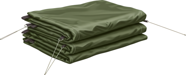 Folded Green Protective Tarpaulin