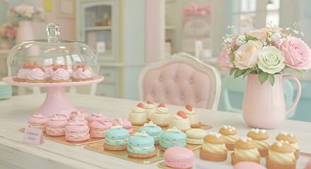 Cupcakes and ice cream decorated with whipped cream and sprinkles for a sweet celebration