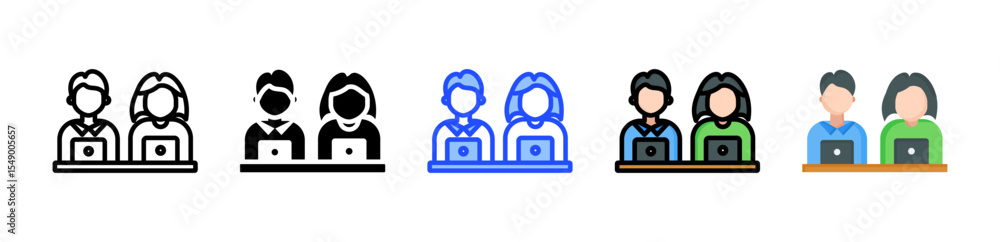 Poster employee icon collection with multiple styles
