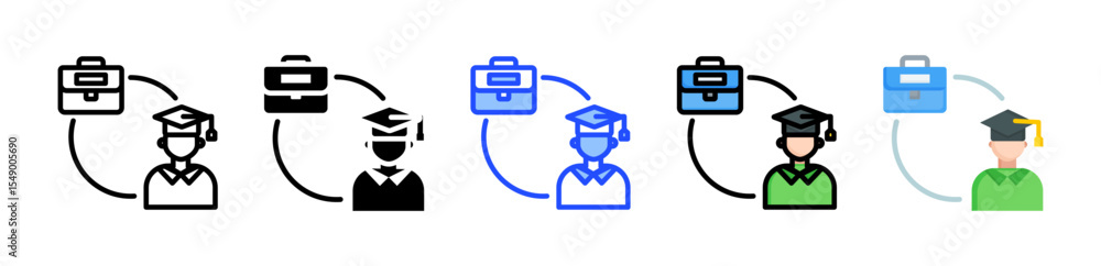 Poster intern icon collection with multiple styles