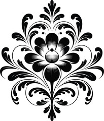 Elegant black and white floral damask design element
