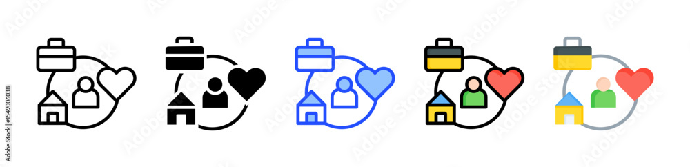 Poster work life balance icon collection with multiple styles