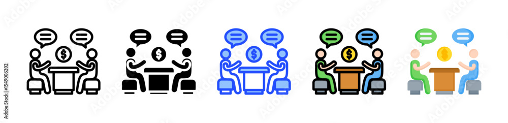 Poster negotiation icon collection with multiple styles