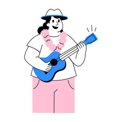 A sketchy style illustration of a ukulele player 
