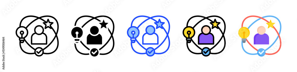 Poster experience icon collection with multiple styles
