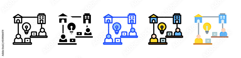 Poster telecommunicating icon collection with multiple styles