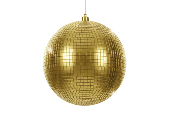 Isolated Shimmering Golden Disco Ball Party Celebration