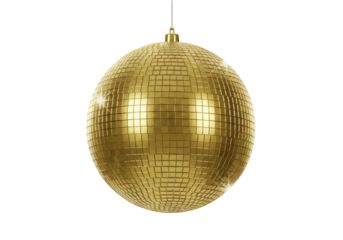 Isolated Shimmering Golden Disco Ball Party Celebration