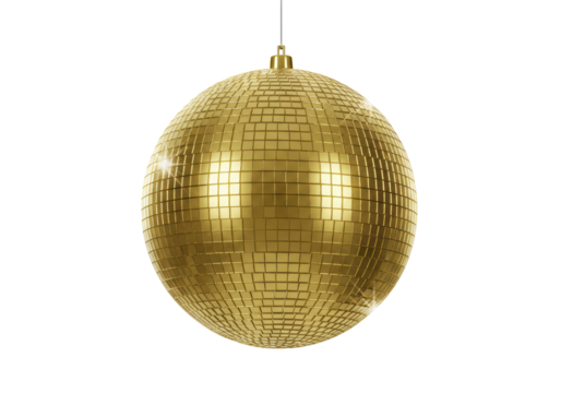 Isolated Shimmering Golden Disco Ball Party Celebration