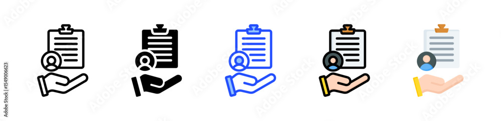 Poster accountability icon collection with multiple styles