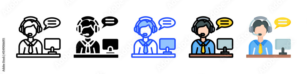 Poster consultant icon collection with multiple styles