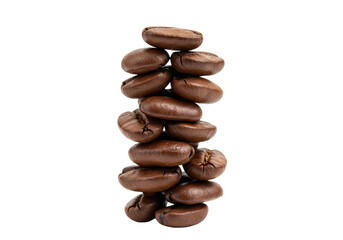 Isolated Stack of Roasted Coffee Beans