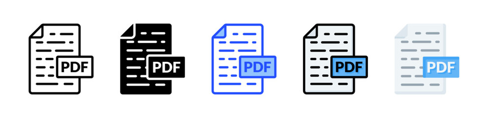 Pdf File Icon Collection With Multiple Styles