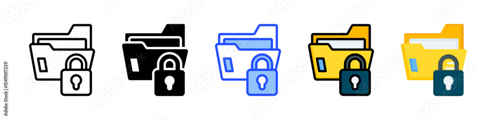 Poster locked folder icon collection with multiple styles