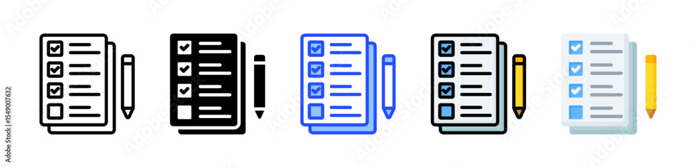 Poster completed tasks icon collection with multiple styles