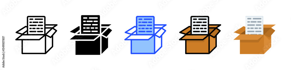 Poster boxed folder icon collection with multiple styles