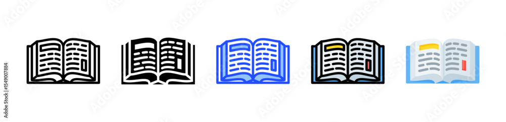 Poster open book icon collection with multiple styles