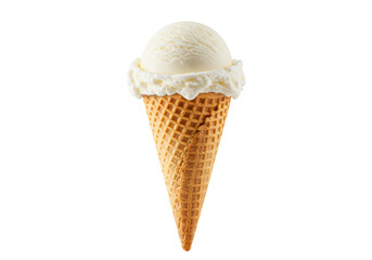Isolated Vanilla Ice Cream Cone with Waffle Texture