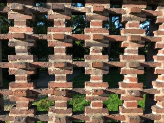 Unique brick wall design with open spaces in between