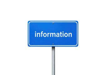 Isolated Blue Information Sign with White Text for Guidance